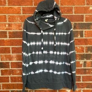 Green Tea Womens Large Gray Tie Dye Hooded Pullover Sweater Sweatshirt